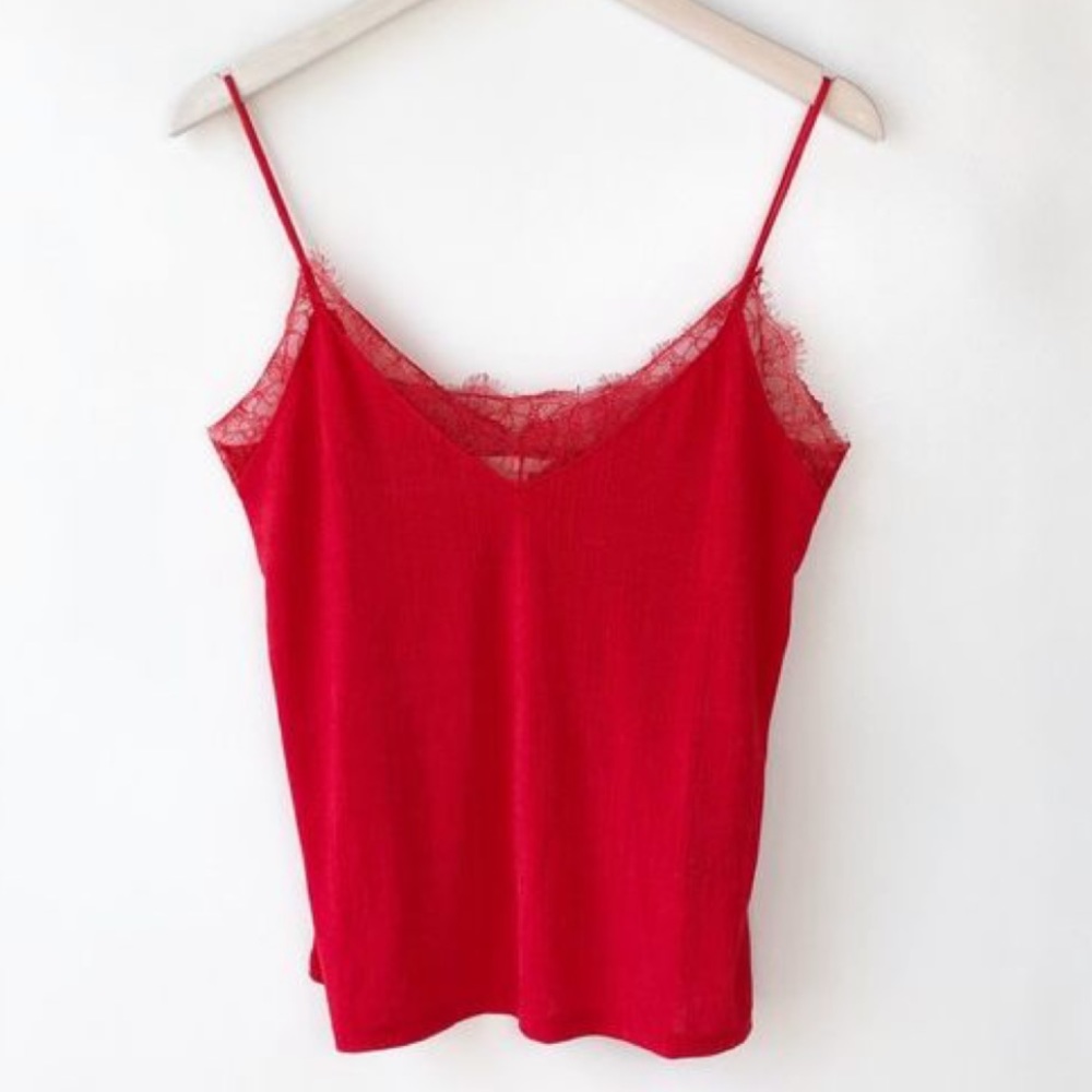 Red eyelash tank top